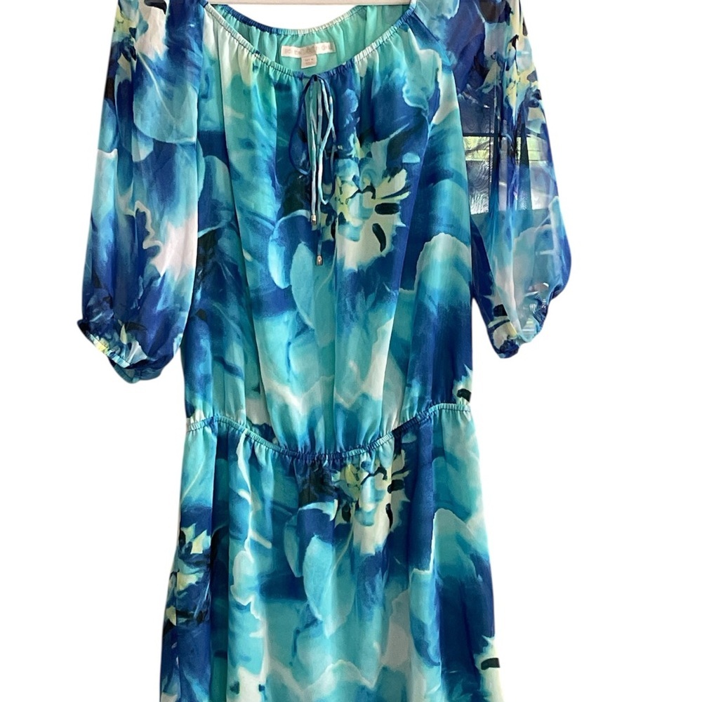 Boston Proper Blue Floral Midi Dress